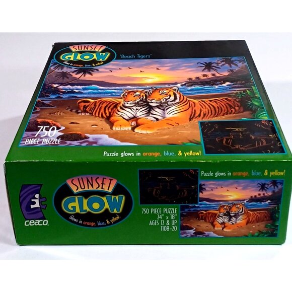 Sunset Glow "Beach Tigers" 750 Piece Jigsaw Puzzle Rare Vintage 2005 Ceaco New! - Picture 10 of 14
